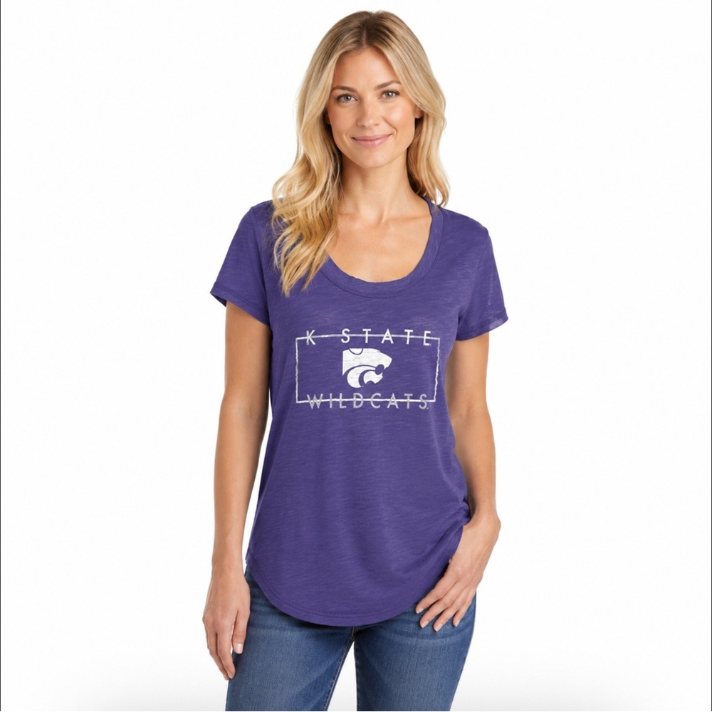 Kansas State Wildcats Womens T Shirt Size Small Venley Purple Block Logo Tee
